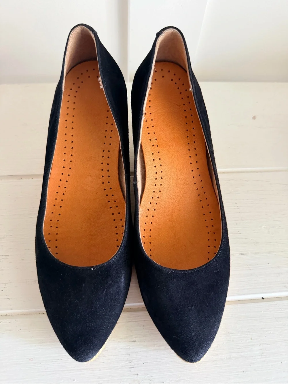Gaimo Handmade In Spain Black Suede Pointed Toe Wedge Espadrilles 36